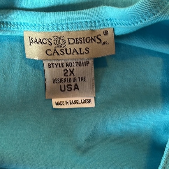 Isaac's Design Casuals Blue 3/4 Sleeve Blouse 2X – Crystal Embellishments - Picture 4 of 5